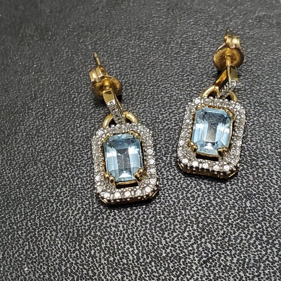 Jewelry - Gold over SS topaz and diamond earrings